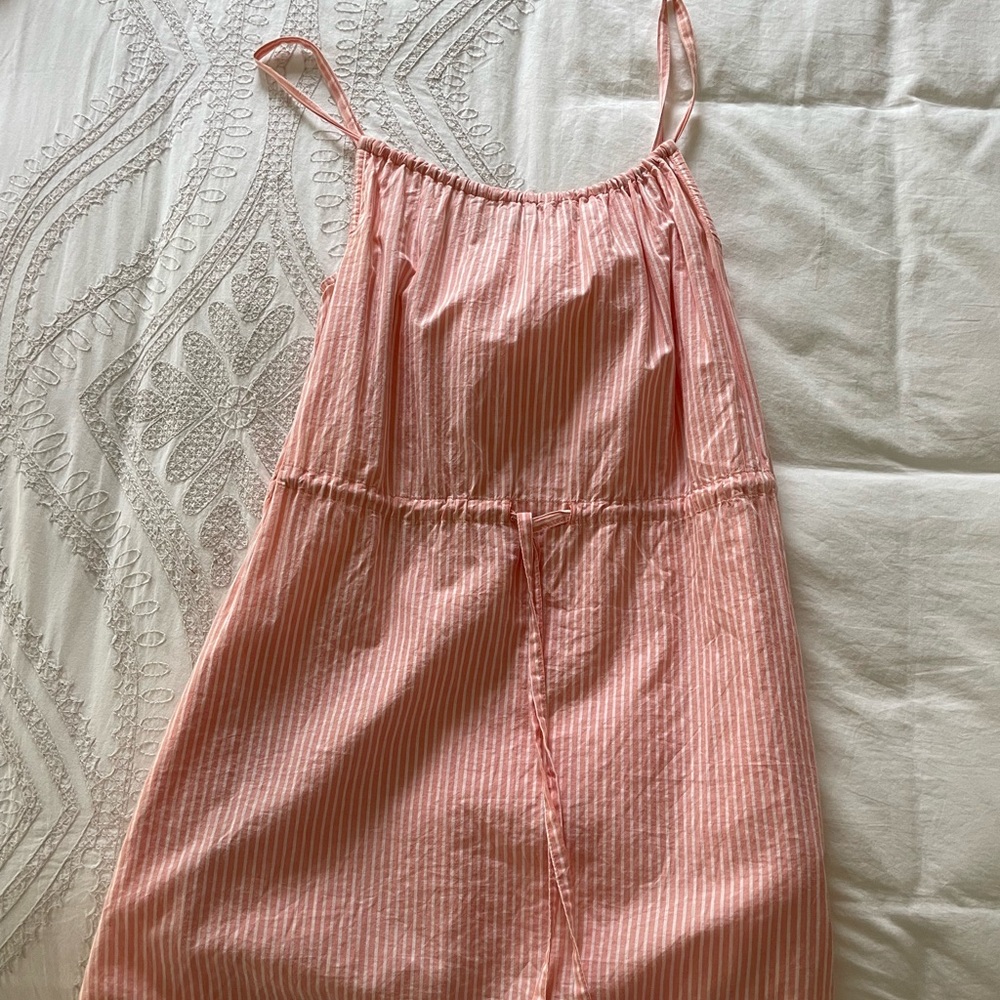 Jack Wills Cinch-Waist Pink/White Pinstripe Dress, Size 0